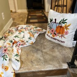 Hello Gourd’Geous! Throw Blanket, Pillow Set. 
