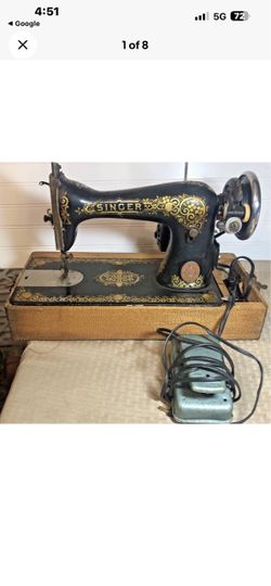 Antique Singer Sewing Machine Oak carved case