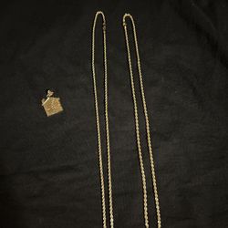 10k Rope Chains And Pendant 