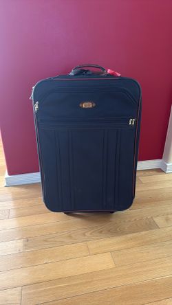 Large Double Pocket Blue Suitcase