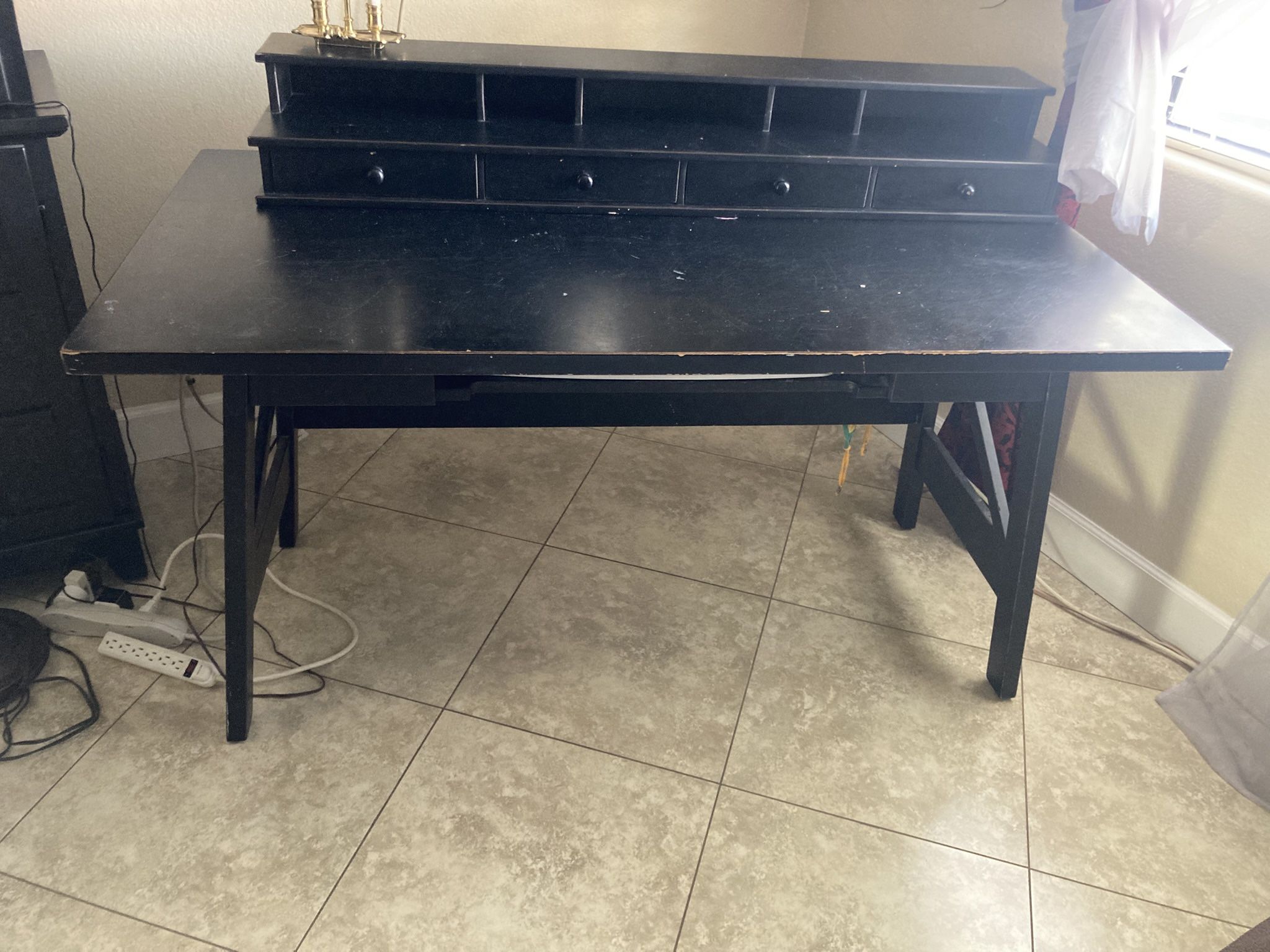 Large Black Desk With Cubby