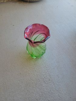 Hand Blown Watermelon Vase Vintage No Chips Or Cracks