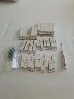 White Mini Surface Mount Screw Terminal Door / Window Contacts Magnets Lot 20