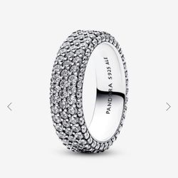 Pandora Sparkling Statement Ring – Sterling Silver & CZ, Size 56 Retail $175
