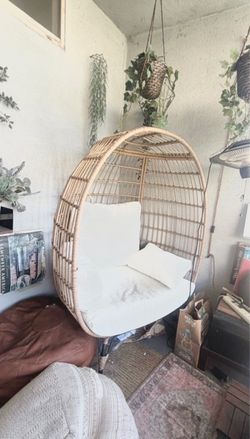 Boho Rattan / Wicker Egg Chair with Cushions (Indoor / Outdoor)