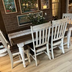 Dining Room Table With 4 Chairs And Bench Seats 8 To 10