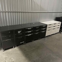 CB2 White 3 Drawer Filing Cabinet X2