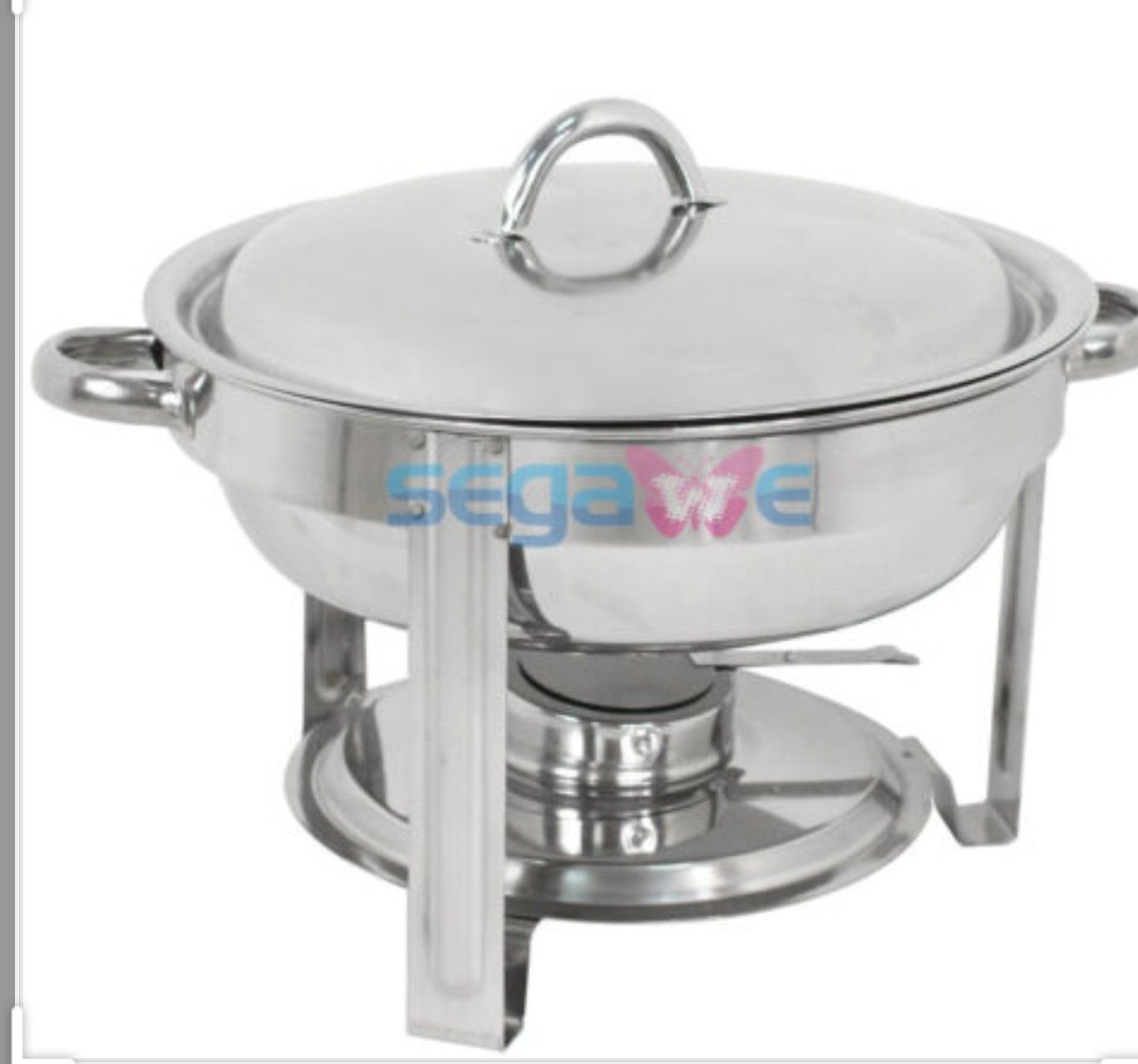 Cook and Home Round Chafing Dish Chafer with Lid 5-QT, 5 quart Stainless Steel