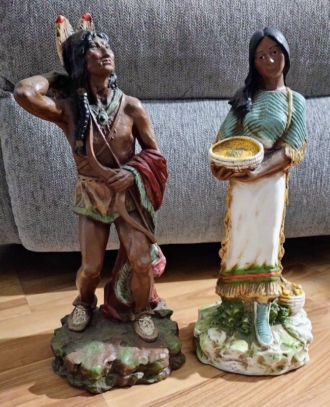 Pair of Vintage Native American Statues