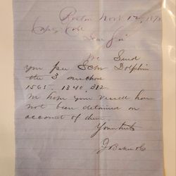 Antique 1872 Boston Nautical Letter Re: Anchors Sent Via Schooner Dolphin (3 Days After The Great Fire Of Boston)