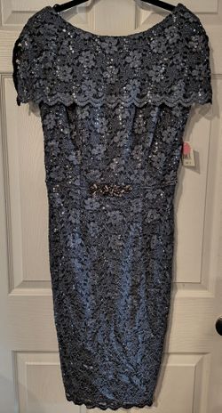 Jackie Jon New York Sz 8 Elegant Gray Lace Dress