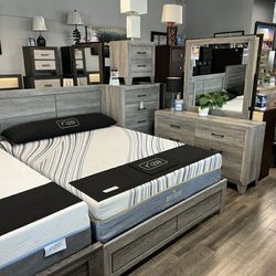 Brand New Grey 5pc. Queen Bedroom Set (Mattress NOT Included)