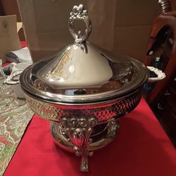 Regal Silver Plate Chafing Dish, Vintage, Marinex Glass Bowl, Ideal For Picnics, Graduations,  O