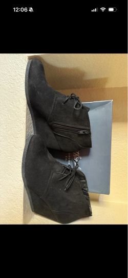 Black Suede Wedge Ankle Boots