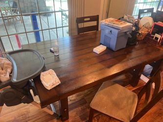 Solid wood dining table set with four chairs / rustic dark finish No Chairs  FREE
