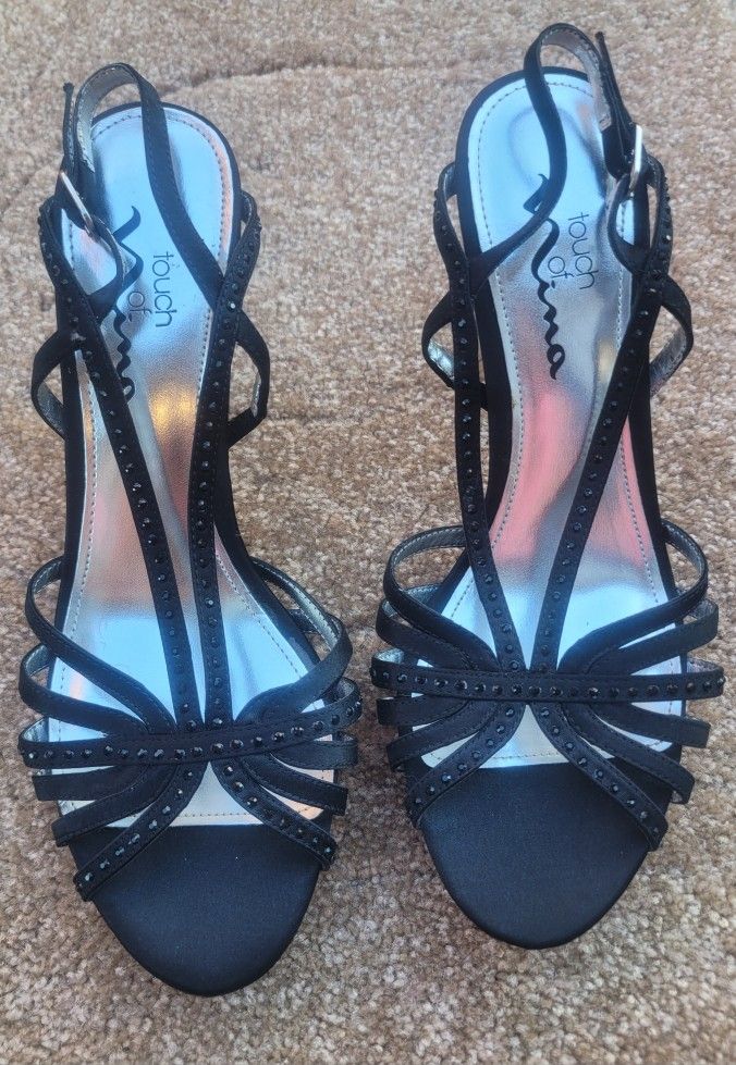 Nina New York black 3in heels with rhinestones