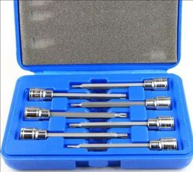 7 Pieces 3/8" Drive Extra Long Torx Star Bit Socket Set, T10-T40, Carrying Case Included

brand new in box 🎁