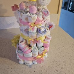 3 Tier Diaper Cake Girl Pink