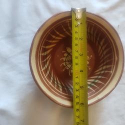 Primitive Hand Made Mexican Red Clay Pottery  Bowl