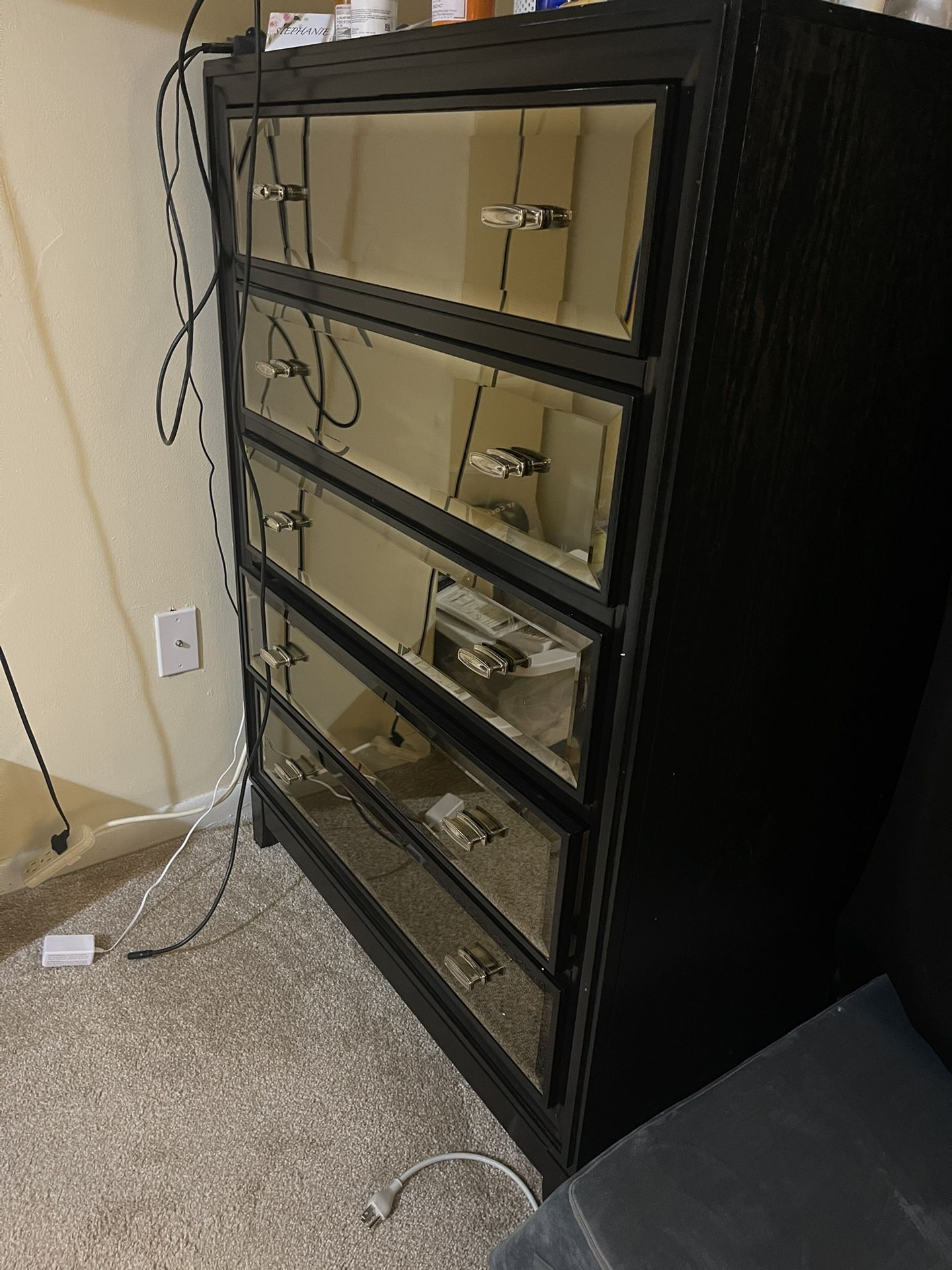 Mirrored Dresser (gold & Black)