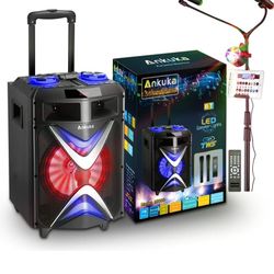 Karaoke Machine for Adults and Kids, Ankuka Bluetooth PA Speaker Sound System with USB Disco Lights,