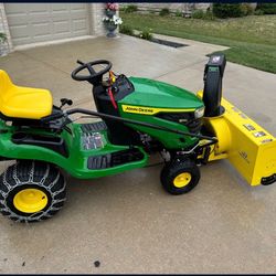 John Deere Lawn Tractor w/ Snow Blower Attachment – Like New