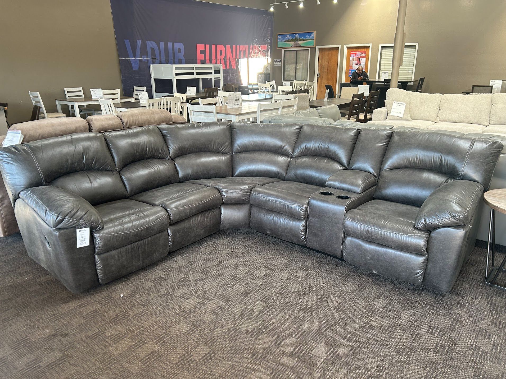 Gray comfy reclining sectional