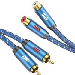 
EMK RCA Extension Cable, 2RCA Adapter RCA Male to RCA Female (L/R) Stereo Audio Extender Cord for Home Theater/Television/Sound bar/Blu-ray Player/Am