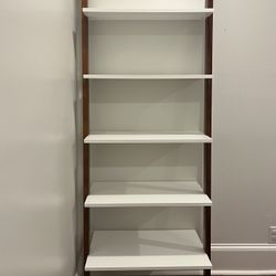 Leaning Bookshelf (White Shelves And Walnut Frame)