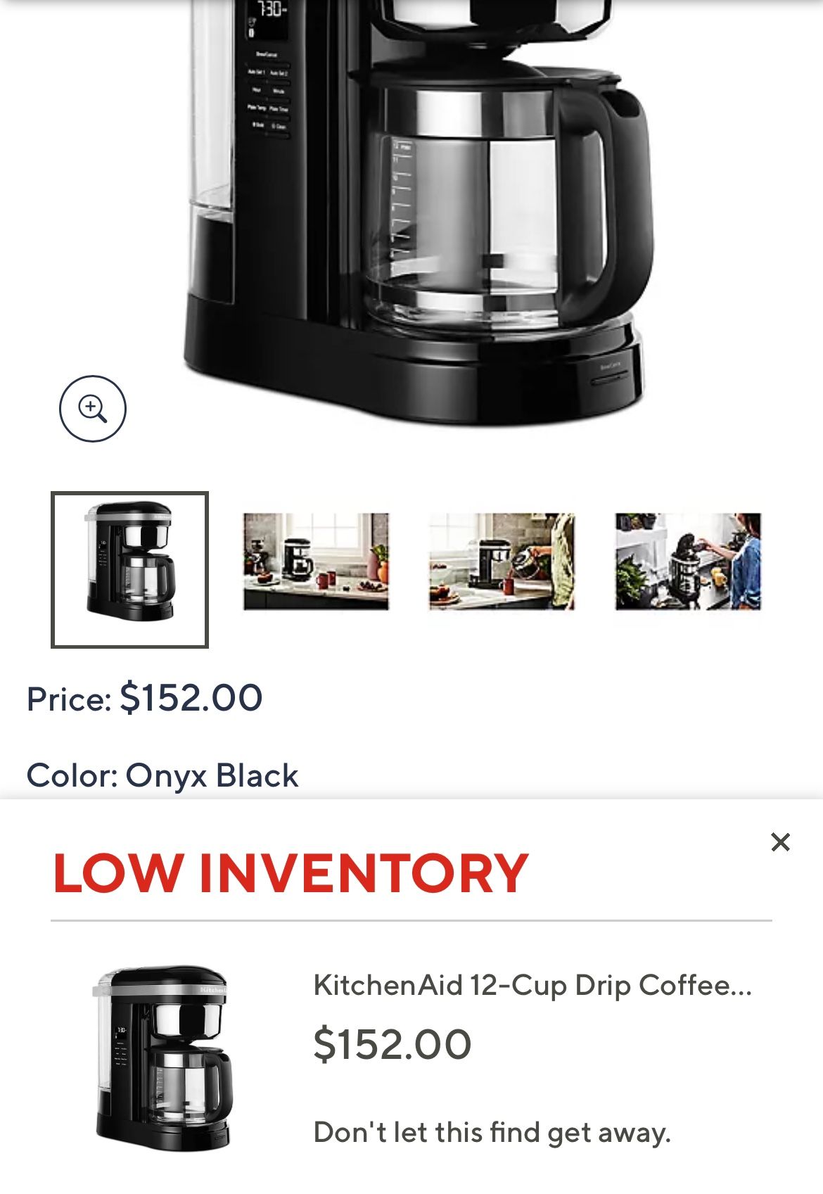 kitchen aid 12 cup drip coffee maker