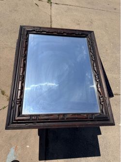 Vintage Carved Wood Mirror Heavy Old Mirror