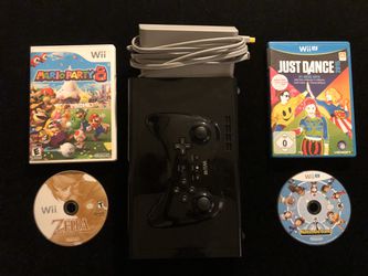 Nintendo Wii U Black 32gb Console + 1 Pro Controller + 7 Games(3 Install 4 Disc)