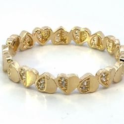 Woman’s Ladies 14k Yellow Gold CZ Cubic Zirconia Heart Eternity Band Ring Stackable Size 8 GP3119746