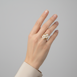 10K Yellow Gold Pearl & Diamond Womens Ring - 0.04ct