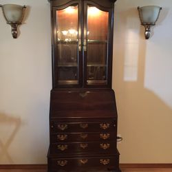 Ethan Allen Dark Cherrywood Secretary/Curio Cabinet