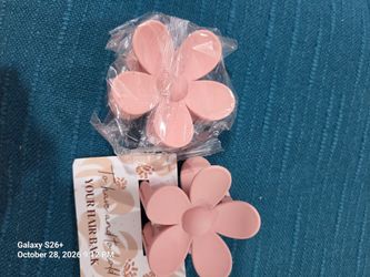 Pink Flower Hair Claw Clips Set