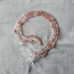 Handmade Anklets light pink and white