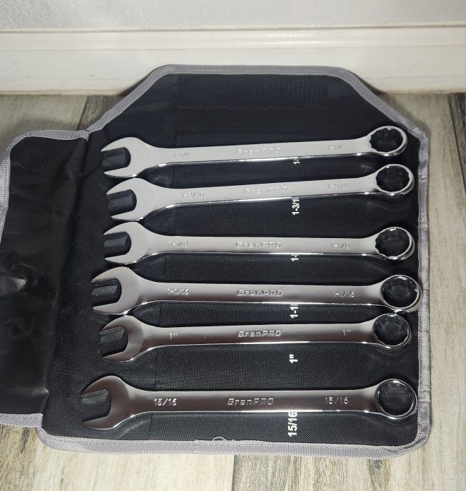 SAE Wrench Set, Large Wrench Set, 7-Piece 15/16", 1", 1-1/16", 1-1/8", 1-3/16", 1-1/4" Long Big Open End
