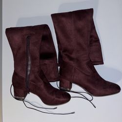 MK Burgundy Thigh High Boots Size 7