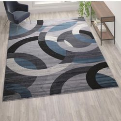 Flash Furniture Harken Collection 8' x 10' Geometric Area Rug - Black and GFacing - Jute Backing - Living Room or Bedroom