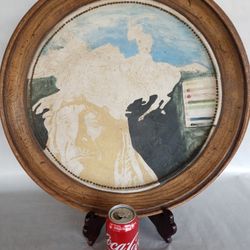 Native American Art, Chief Red Cloud – Lakota Warrior,  very large plate, 22" diam, 18 lbs heavy, good condition, firm price 