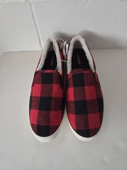 Christmas Buffalo Plaid (Checker Print) Slip on Shoes. Sz 10. NEW