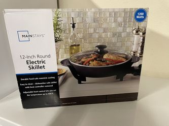 MainStay 12-Inch Round Electric Skillet  1200 Watts