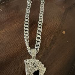 Silver Las Vegas Thick Chain ♠️♦️❤️♣️