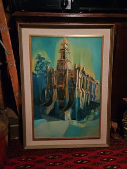 Vintage Haunted Church Painting Halloween