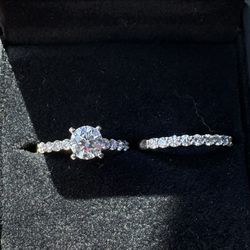 Engagement and Wedding Ring Set .75 Ct Round Diamond 