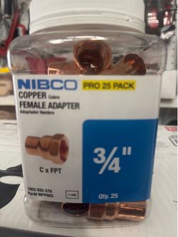 NIBCO 3/4" Copper Female Adapter C x FPT - Pro 25 Pack (MPP603) - New