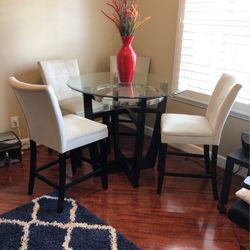 Modern Glass Topped 45” Table & 4 Chairs
