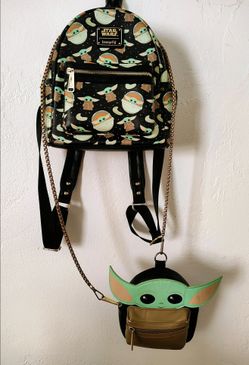 Disney loungefly Star wars grogu backpack with wristlet belt bag. Fontana pickup.