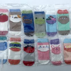 Anti-Slip Grip Soles Cartoon Baby Socks,12 Pairs per Pack (M 1-3 Years) 
